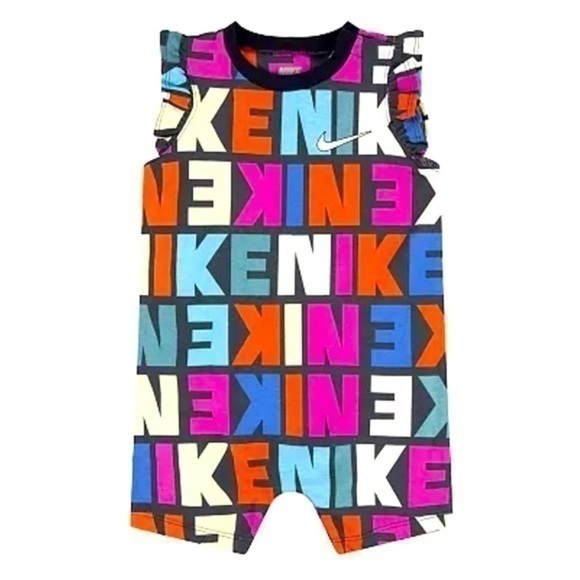 NIKE | 3-Pack NWT BABY & TODDLER GIRL NIKE COLORFUL WORD PRINT ROMPER, 6mo. - Picture 1 of 5
